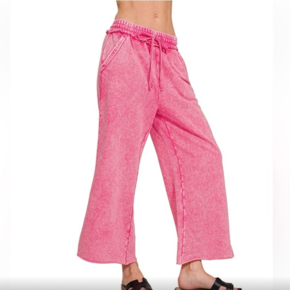 Zenana MINERAL WASHED FRENCH TERRY
PALAZZO SIZE MEDIUM / PINK NEW